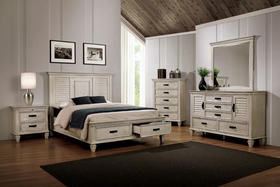 Franco Ivory Queen Bed 4 Pc Set - furniture place usa