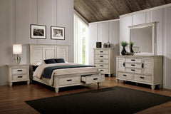 Franco Ivory Queen Bed 5 Pc Set - furniture place usa