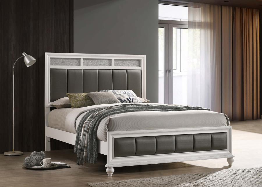 Barzini White Eastern King Bed - furniture place usa
