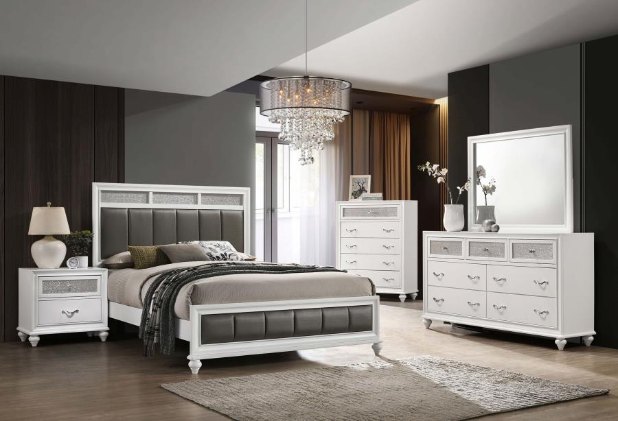 Barzini White Eastern King Bed - furniture place usa