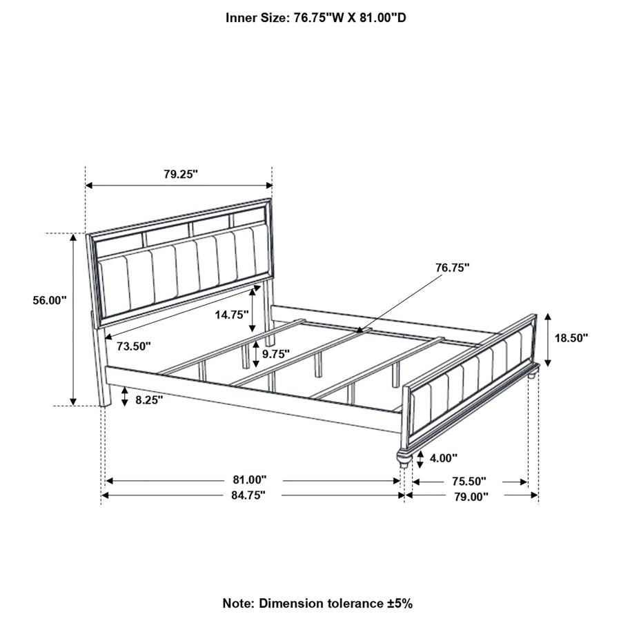 Barzini White Eastern King Bed - furniture place usa