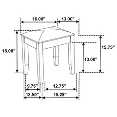 Barzini White Vanity Stool - furniture place usa
