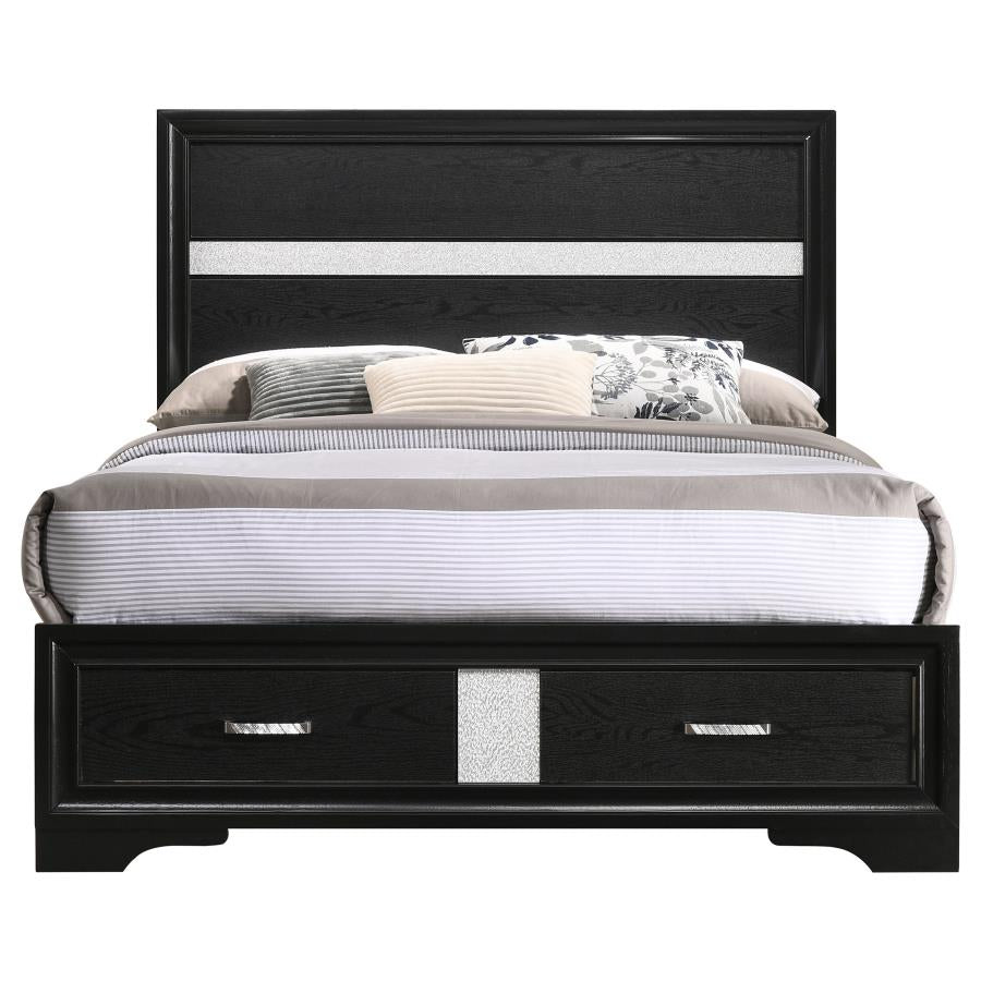 Miranda Black Full Storage Bed - furniture place usa