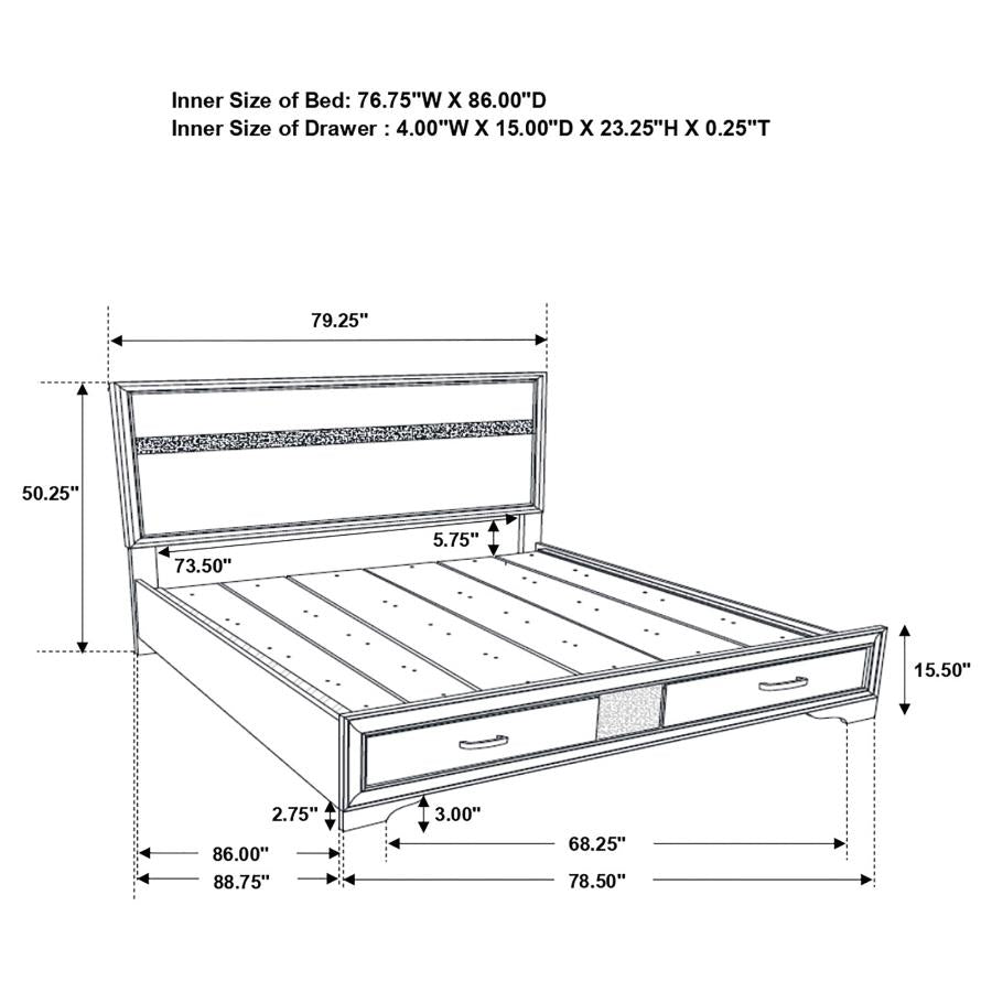 Miranda Black California King Bed 4 Pc Set - furniture place usa