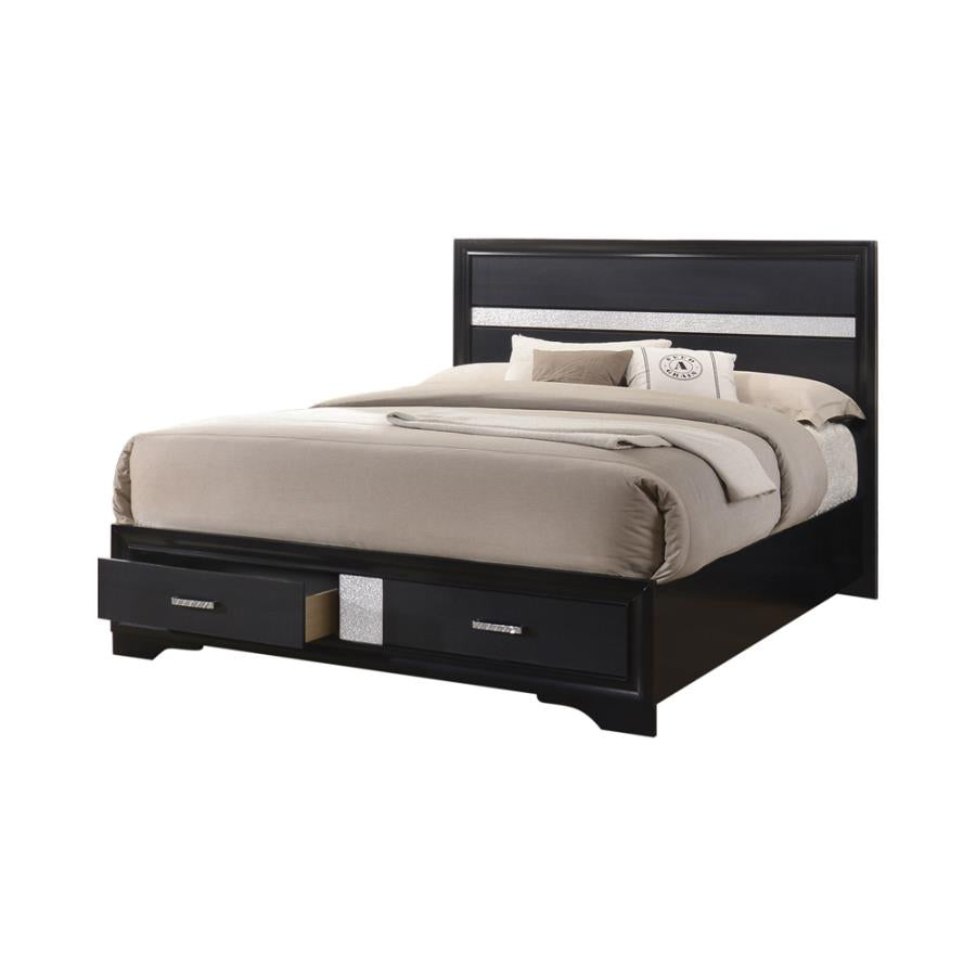Miranda Black California King Storage Bed - furniture place usa