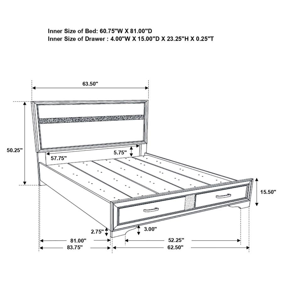Miranda Black Queen Bed 4 Pc Set - furniture place usa