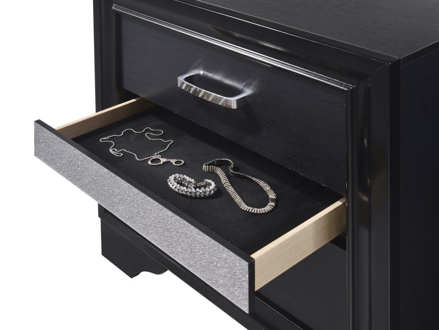 Miranda Black Nightstand - furniture place usa