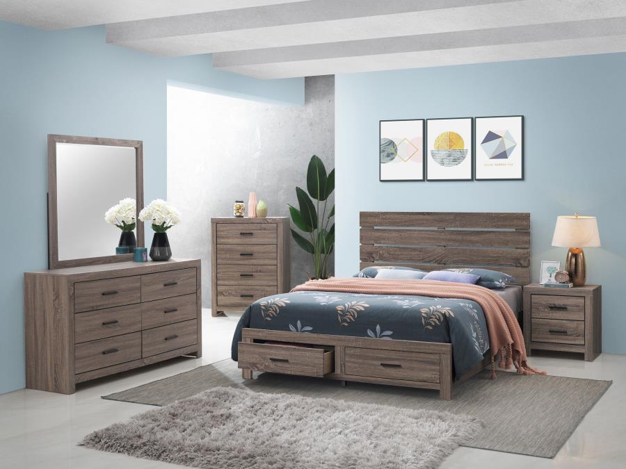 Brantford Brown Eastern King Bed 4 Pc Set - furniture place usa