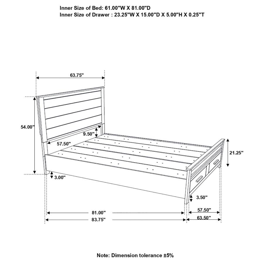 Woodmont Brown Queen Storage Bed - furniture place usa