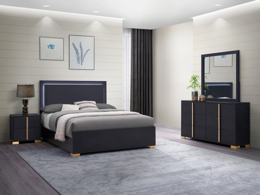 Marceline Black Queen Bed 4 Pc Set - furniture place usa