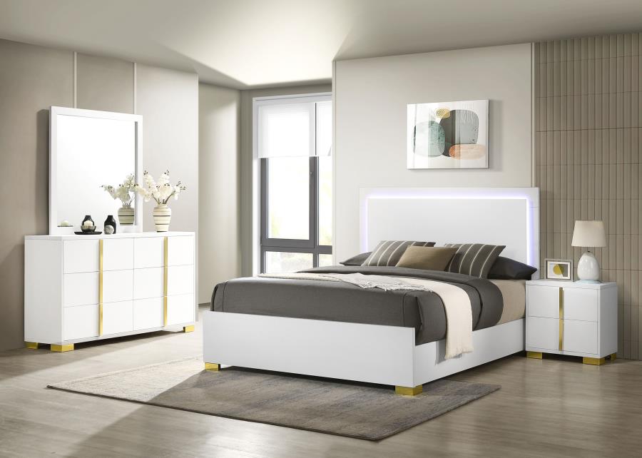 Marceline White Full Bed 4 Pc Set - furniture place usa