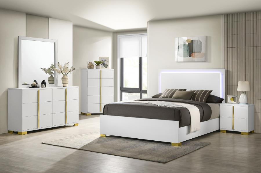 Marceline White Eastern King Bed 5 Pc Set - furniture place usa