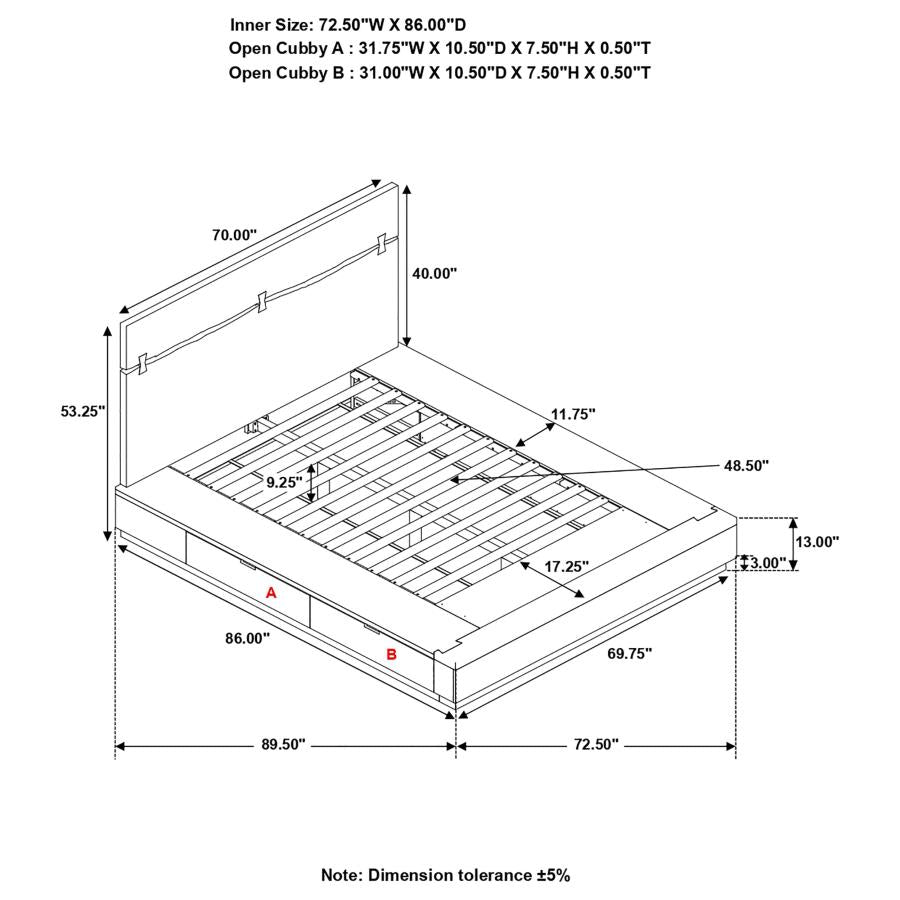 Winslow Brown Queen Storage Bed - furniture place usa