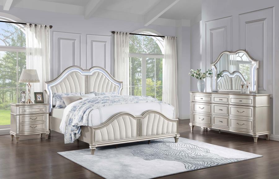 Evangeline Silver Queen Bed 4 Pc Set - furniture place usa