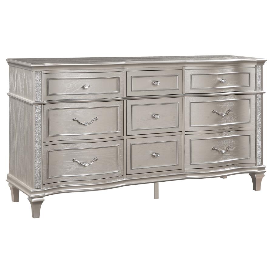 Evangeline Silver Queen Bed 4 Pc Set - furniture place usa