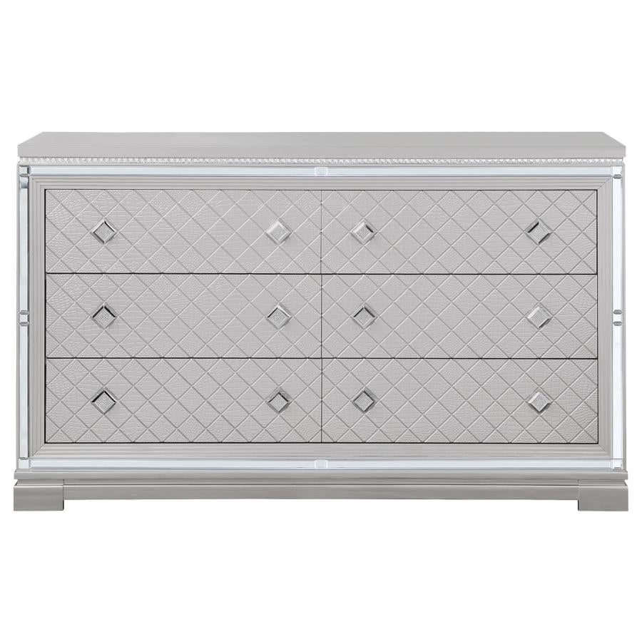 Eleanor Silver Eastern King Bed 4 Pc Set - furniture place usa