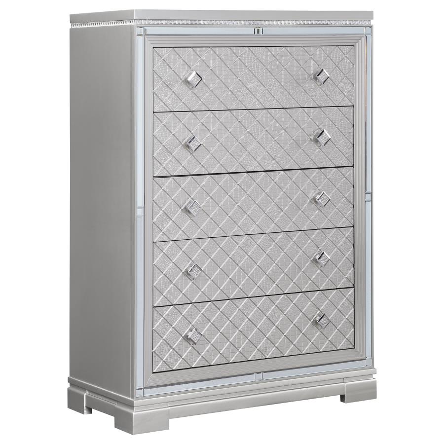 Eleanor Silver Queen Bed 5 Pc Set - furniture place usa