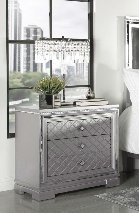Eleanor Silver Nightstand - furniture place usa