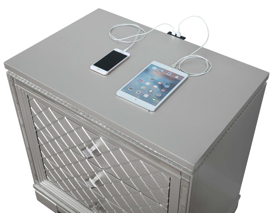 Eleanor Silver Nightstand - furniture place usa