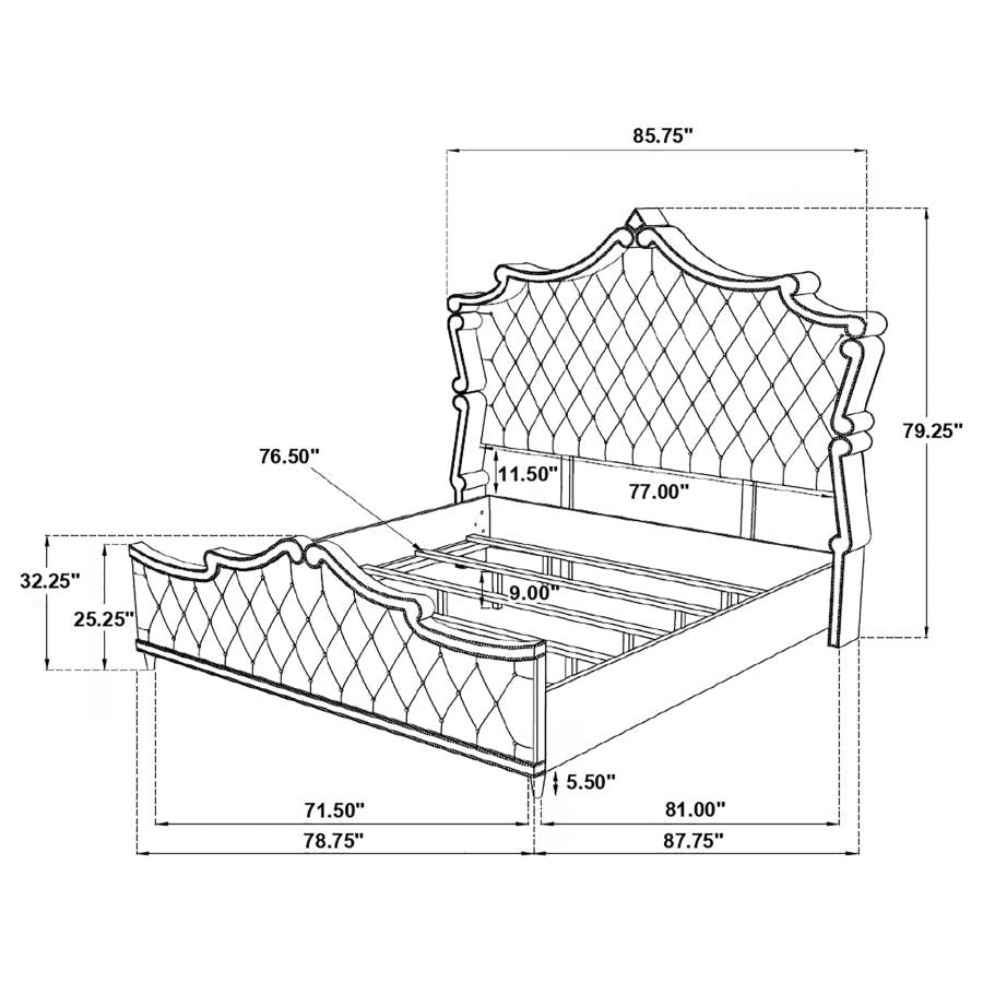 Antonella Beige Eastern King Bed - furniture place usa