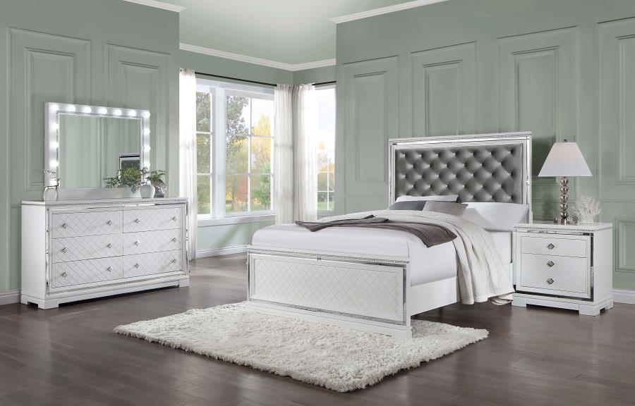 Eleanor White Queen Bed 4 Pc Set - furniture place usa