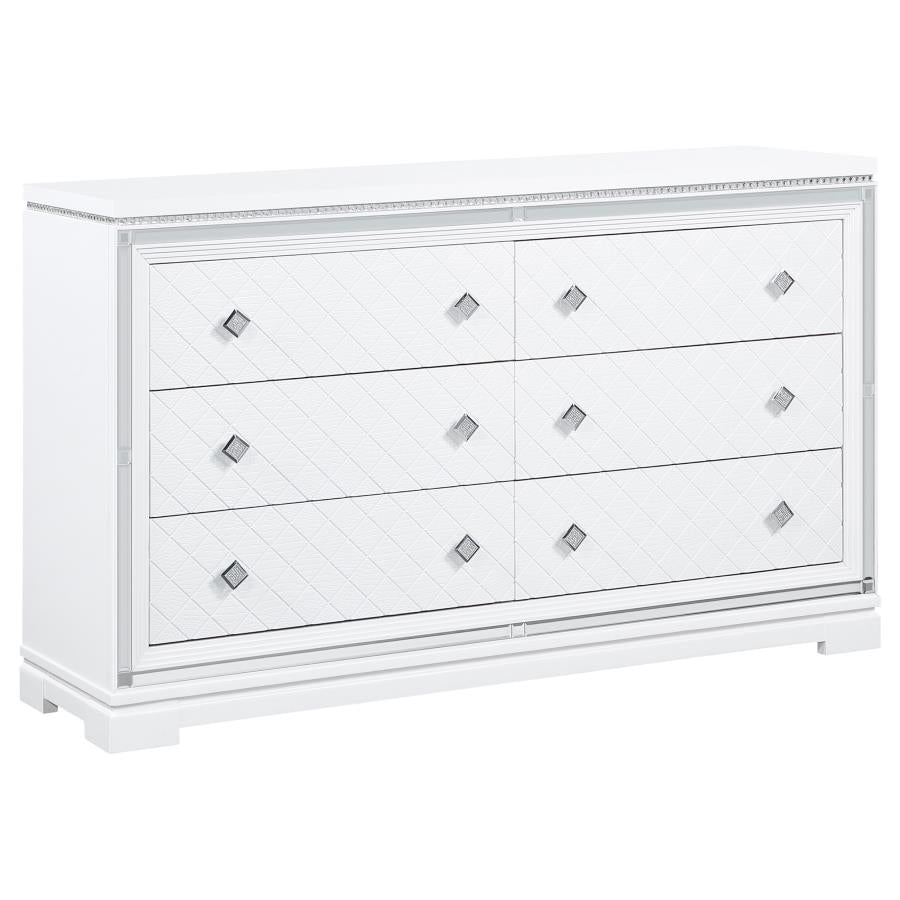 Eleanor White Queen Bed 4 Pc Set - furniture place usa