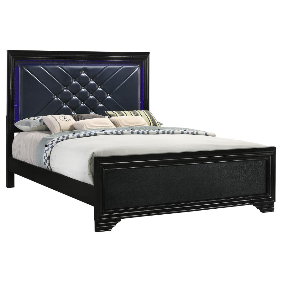 Penelope Black Eastern King Bed - furniture place usa