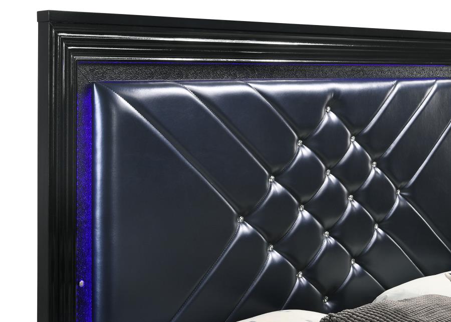 Penelope Black Eastern King Bed - furniture place usa
