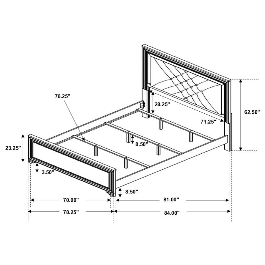 Penelope Black Eastern King Bed - furniture place usa