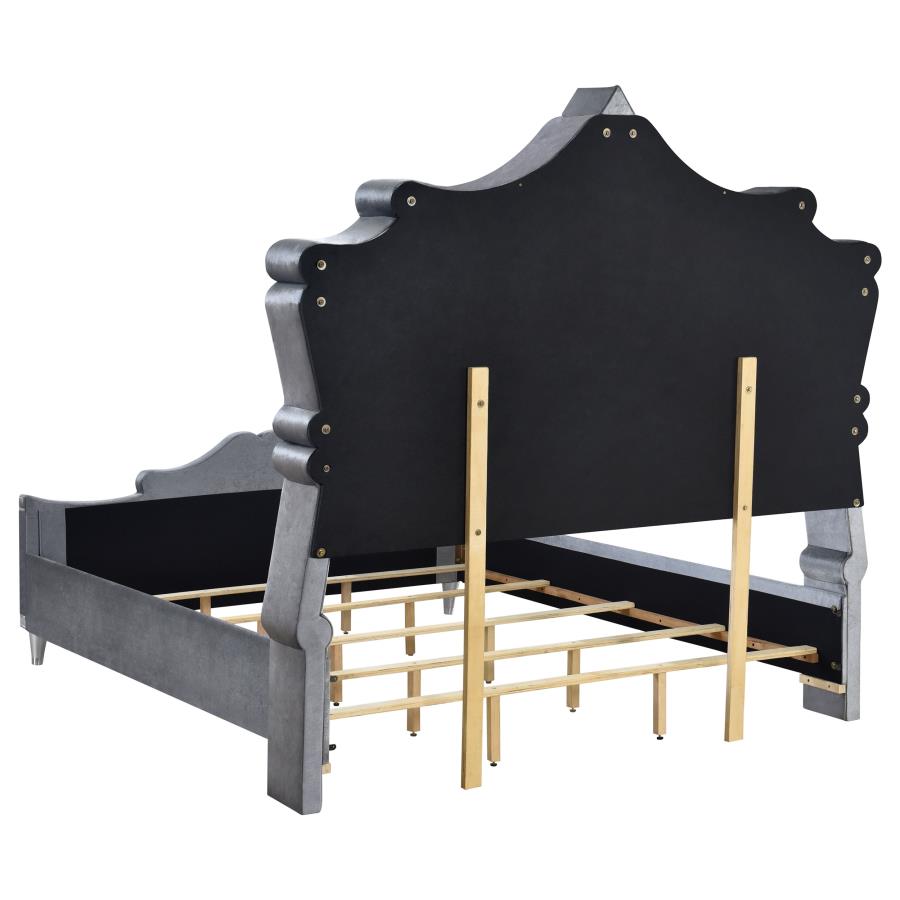 Antonella Grey Queen Bed 5 Pc Set - furniture place usa
