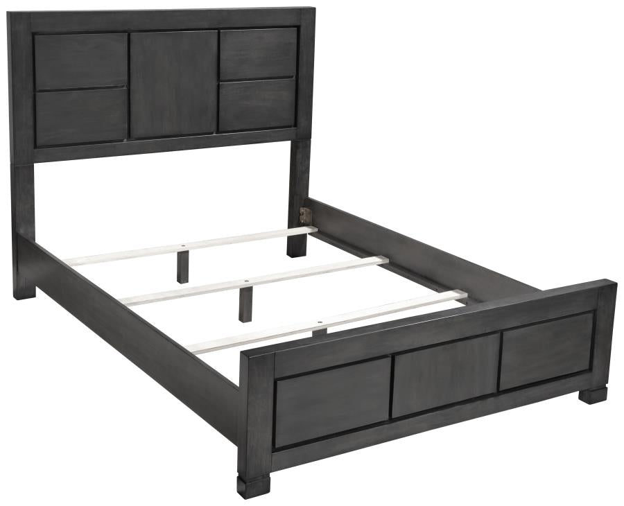 Lorenzo Grey Queen Bed 5 Pc Set - furniture place usa
