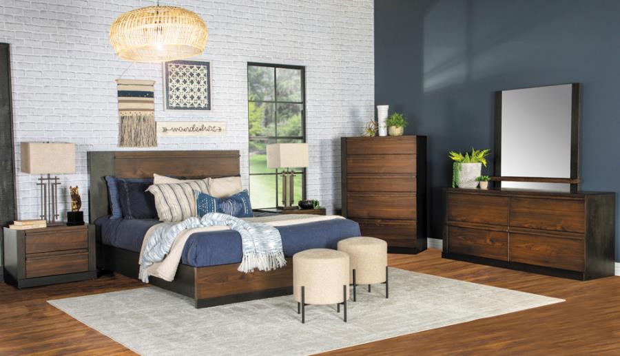 Azalia Brown Eastern King Bed 5 Pc Set - furniture place usa