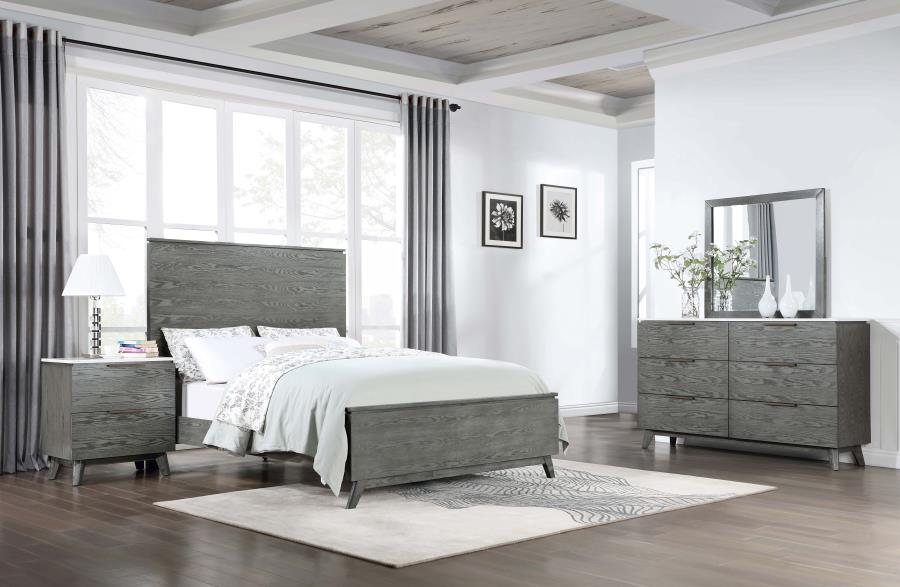 Nathan Grey California King Bed 4 Pc Set - furniture place usa