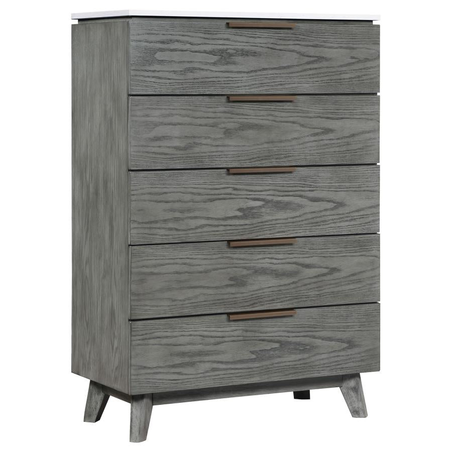 Nathan Grey California King Bed 5 Pc Set - furniture place usa