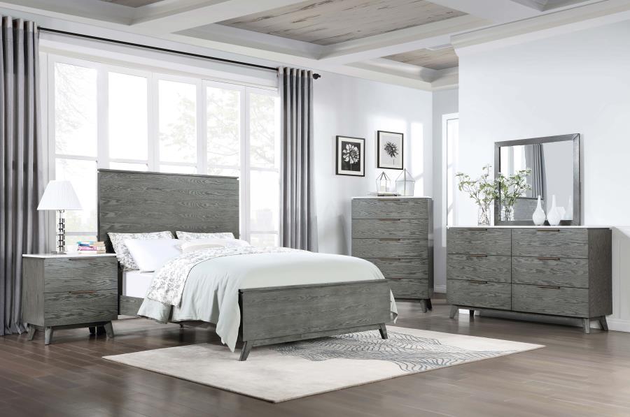 Nathan Grey Queen Bed 5 Pc Set - furniture place usa