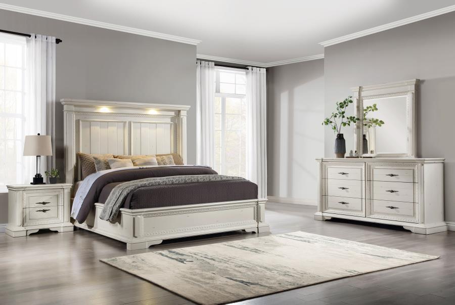 Evelyn White Eastern King Bed 4 Pc Set - furniture place usa