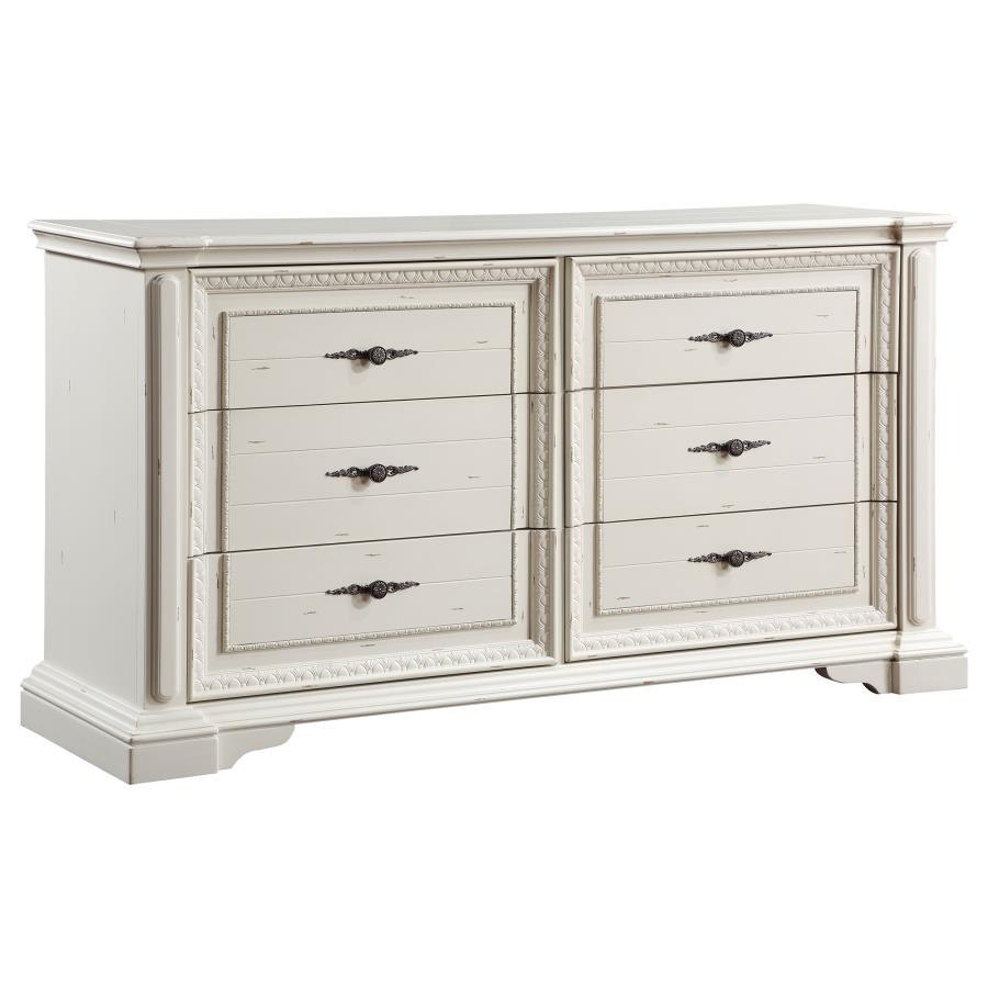 Evelyn White Eastern King Bed 4 Pc Set - furniture place usa