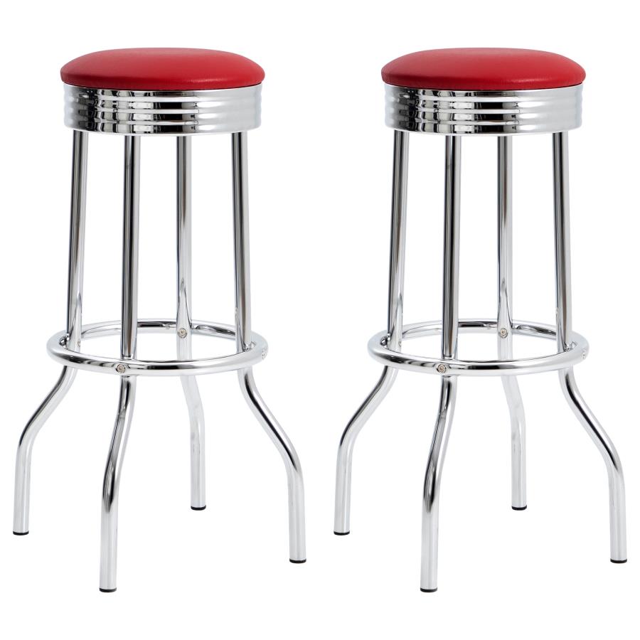 Theodore Red Swivel Bar Stool - furniture place usa
