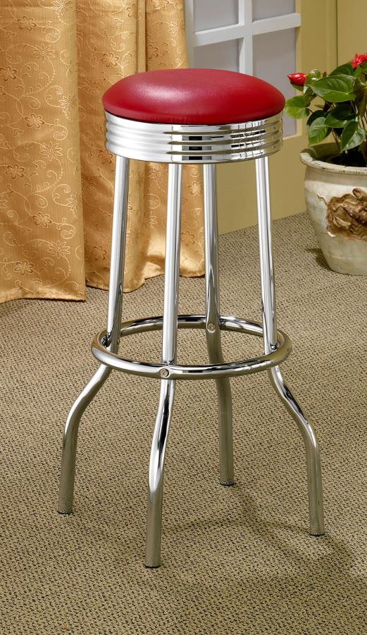 Theodore Red Swivel Bar Stool - furniture place usa