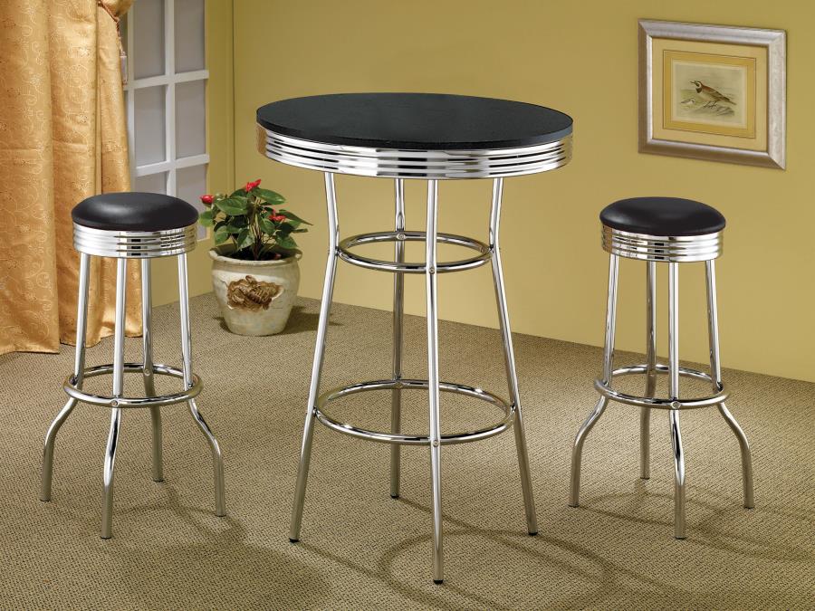 Theodore Black Swivel Bar Stool - furniture place usa