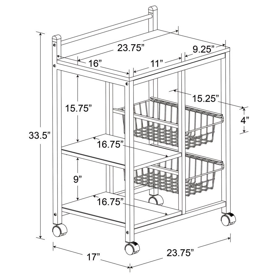 Kelvin White Kitchen Cart - furniture place usa
