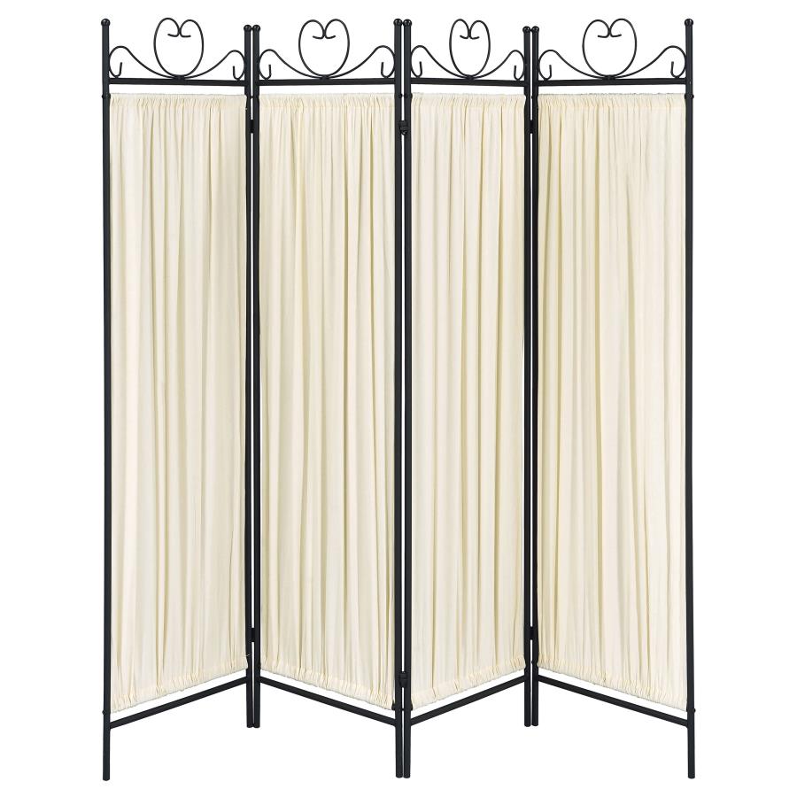 Dove Beige 4 Panel Room Divider - furniture place usa