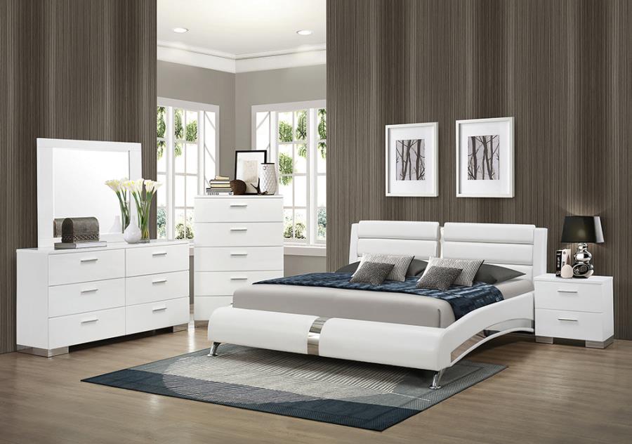 Jeremaine White Queen Bed 5 Pc Set - furniture place usa