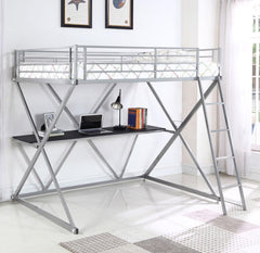 Hyde Silver Full Workstation Loft Bed - furniture place usa