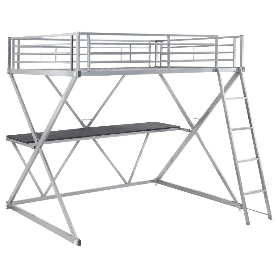 Hyde Silver Full Workstation Loft Bed - furniture place usa
