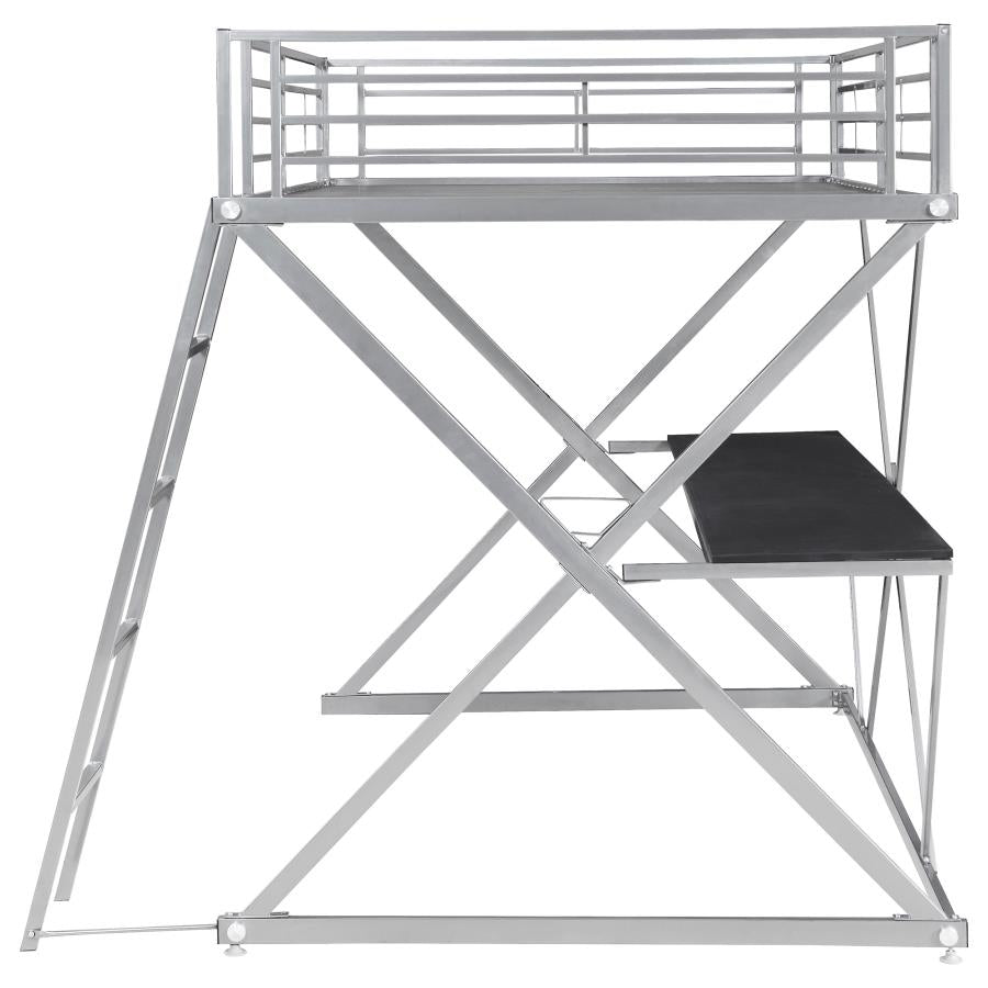 Hyde Silver Full Workstation Loft Bed - furniture place usa
