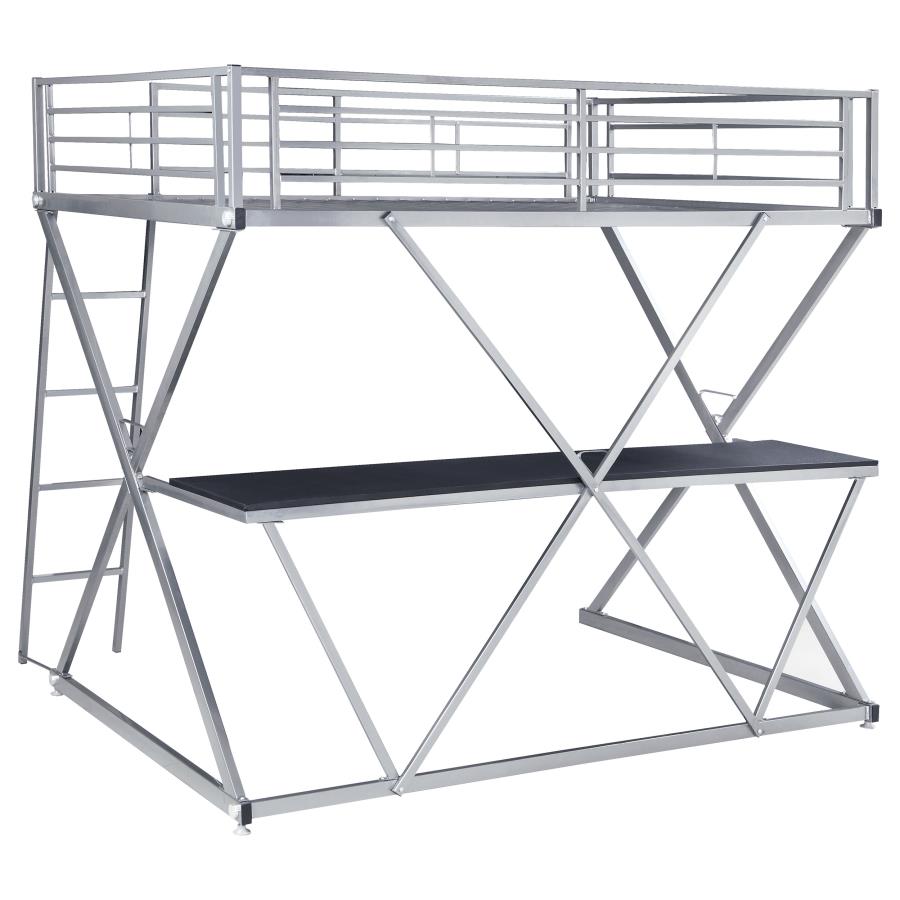 Hyde Silver Full Workstation Loft Bed - furniture place usa