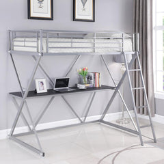 Hyde Silver Twin Workstation Loft Bed - furniture place usa