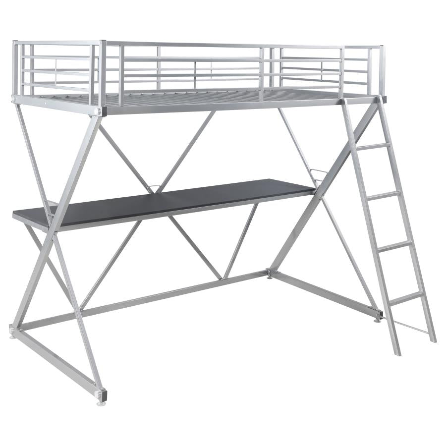 Hyde Silver Twin Workstation Loft Bed - furniture place usa