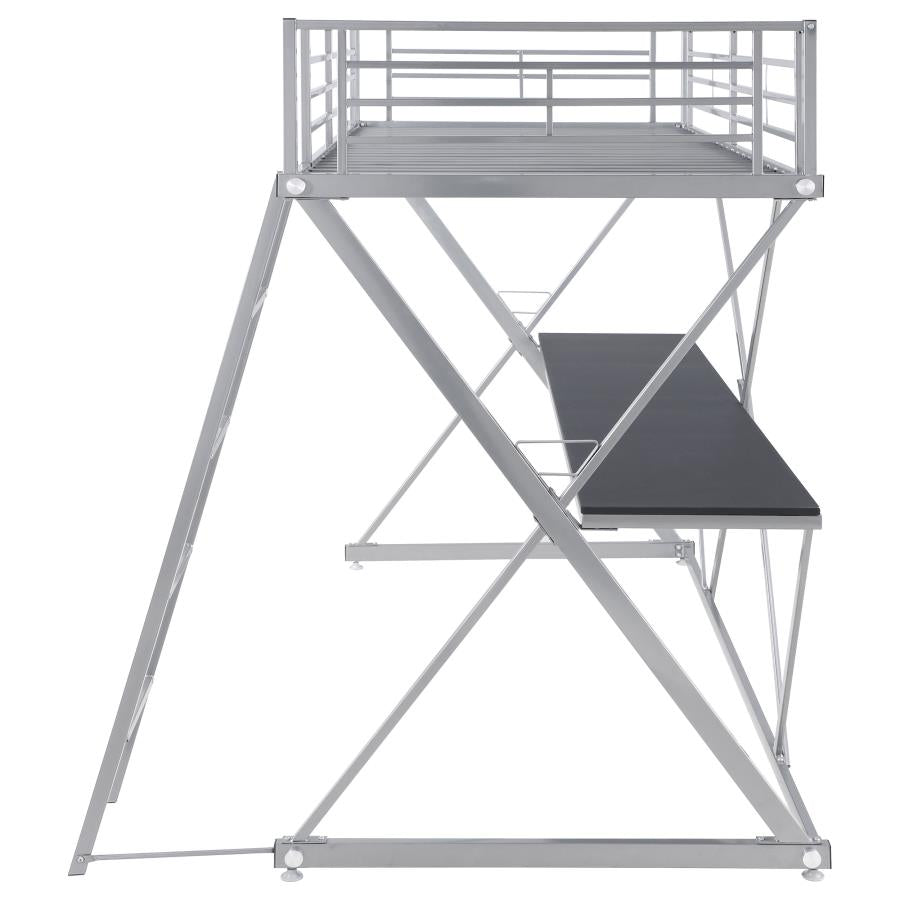 Hyde Silver Twin Workstation Loft Bed - furniture place usa